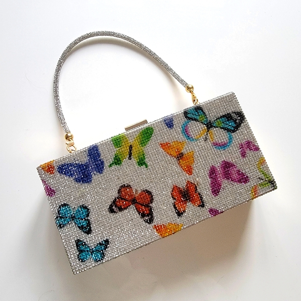 Y2k Butterfly Rhinestone Clutch Handbag Formal Purse